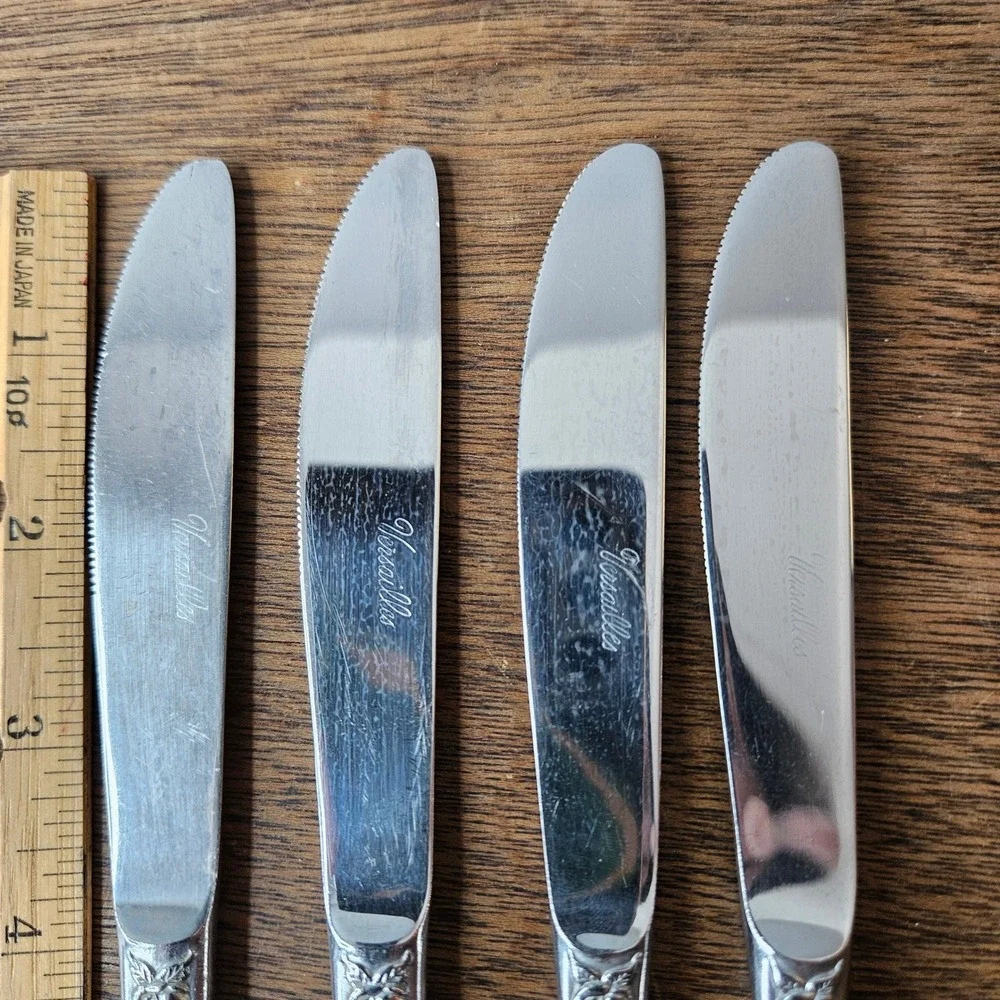 MSI Versailles Stainless Japan Dinner Knives Set of‎ 4 Serrated Floral Rose 9